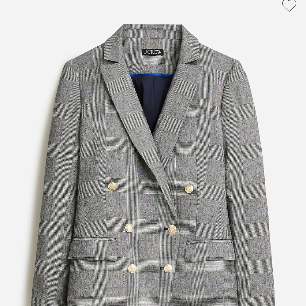 J. Crew Brynn Blazer Plaid Double-Breasted with Gold Buttons